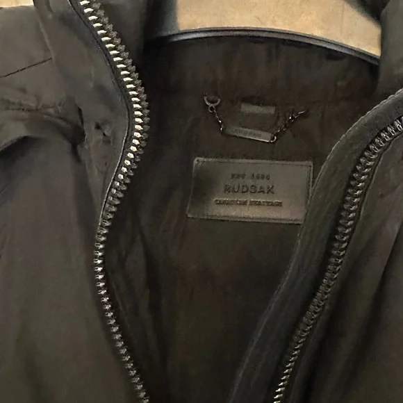 RUDSAK Long Parka Black Puffer Coat with Fur Trim - Picture 3 of 8